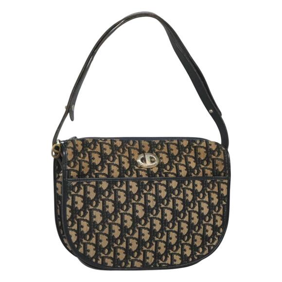 DIOR Trotter Canvas Shoulder Bag Navy Gold - Picture 1 of 12